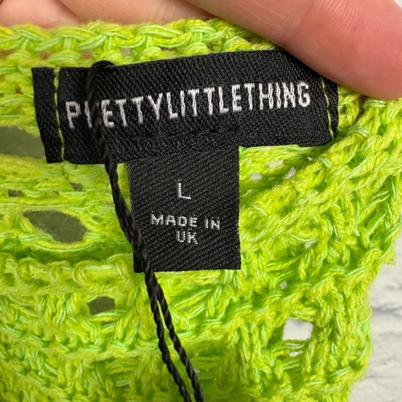 NWT pretty little thing SHAPE LIME CROCHET HALTERNECK MAXI DRESS SIZE L - Picture 8 of 9